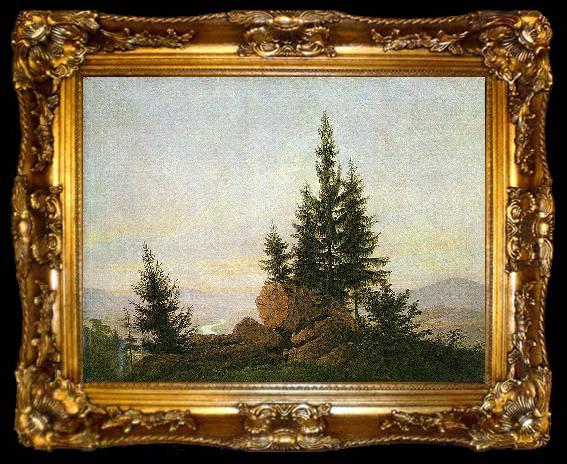 framed  Caspar David Friedrich Ausblick ins Elbtal, ta009-2